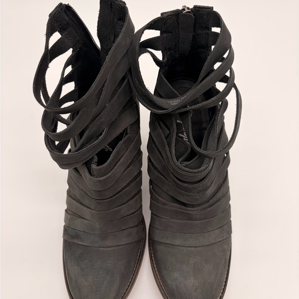 Free People Black Strappy Ankle Boots